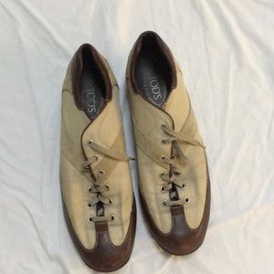 Tods men’s suede and canvas sneakers